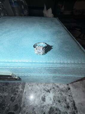 GRA Certified Princess Cut Moissanite Square Halo Engagement Ring